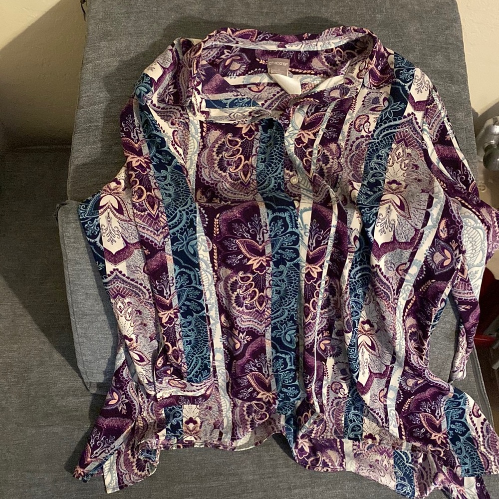 Chico’s Purple & Teal Mandala Button Down Blouse